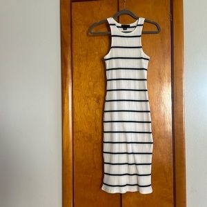 Blue/White Striped Midi w/Slit